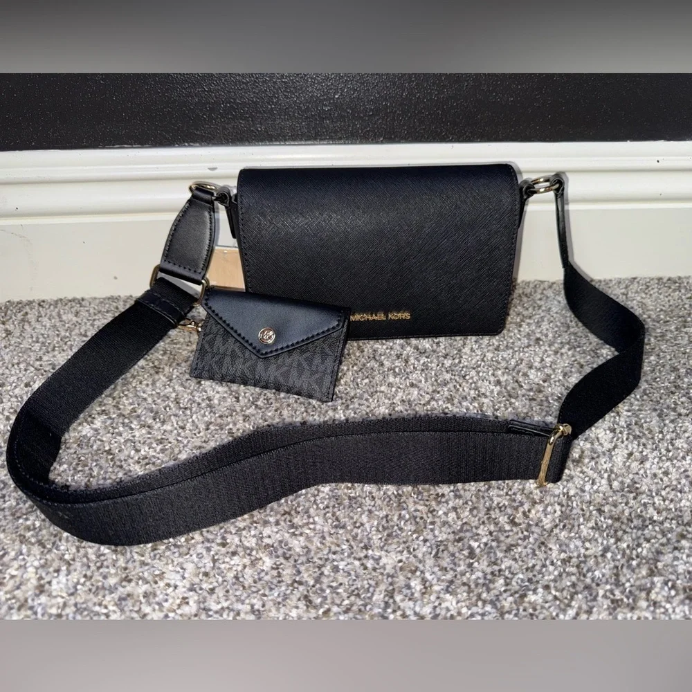 Michael Kors black crossbody purse with mini pouch NWT